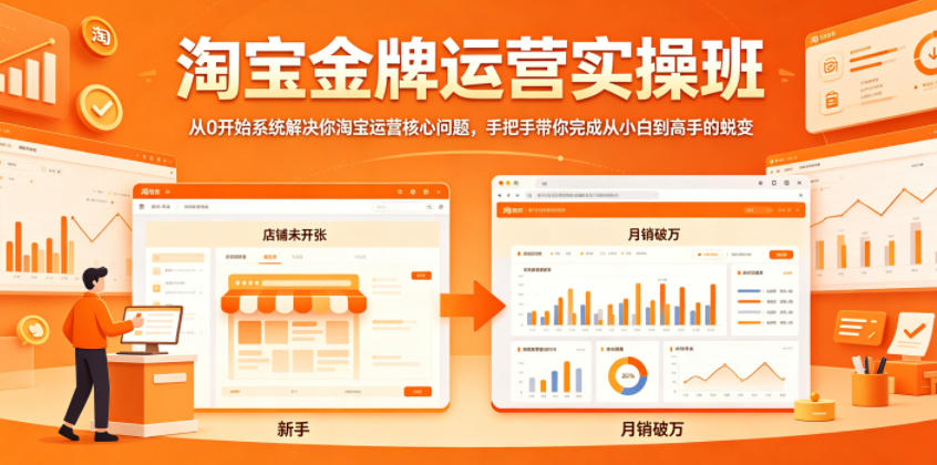 淘宝金牌运营实操班，从0开始系统解决你淘宝运营核心问题，手把手带你完成从小白到高手的蜕变-大川资源分享站