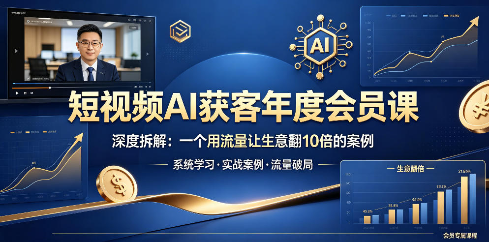 短视频AI获客年度会员课，深度拆解，一个用流量让生意翻10倍的案例-大川资源分享站