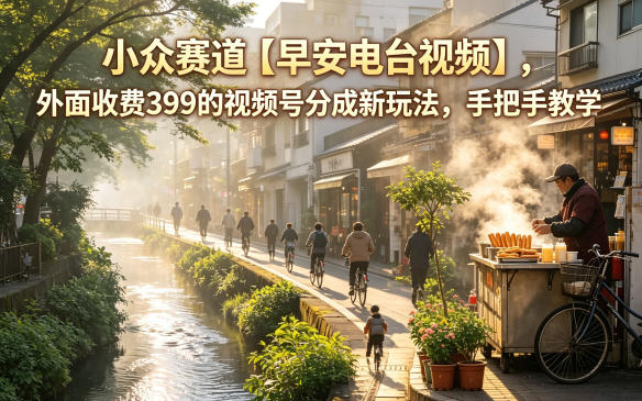 小众赛道【早安电台视频】，外面收费399的视频号分成新玩法，手把手教学-大川资源分享站