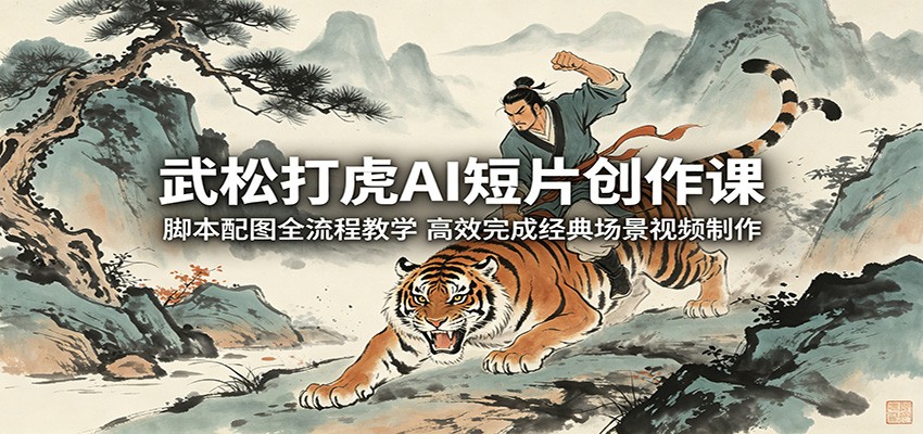 武松打虎AI短片创作课：脚本配图全流程教学，高效完成经典场景视频制作-大川资源分享站