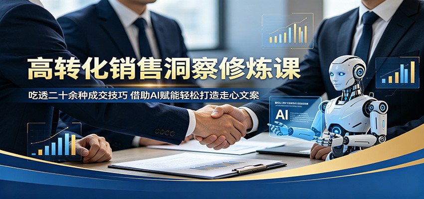 高转化销售洞察修炼课：吃透二十余种成交技巧，借助AI赋能轻松打造走心文案-大川资源分享站