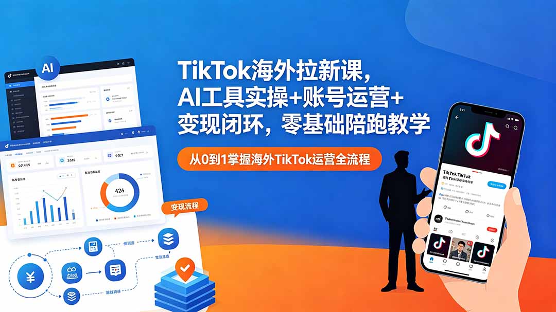 TikTok海外拉新课，AI工具实操+账号运营+变现闭环，零基础陪跑教学-大川资源分享站