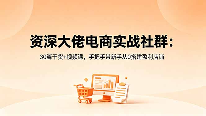资深大佬电商实战社群:30篇干货+视频课,手把手带新手从0搭建盈利店铺-大川资源分享站