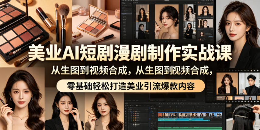 美业AI短剧漫剧制作实战课，从生图到视频合成，零基础轻松打造美业引流爆款内容-大川资源分享站