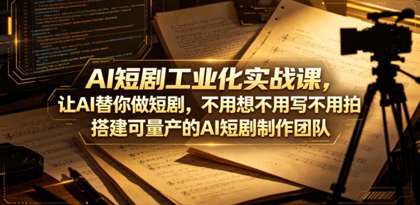 AI短剧工业化实战课，让AI替你做短剧，不用想不用写不用拍，搭建可量产的AI短剧制作团队-大川资源分享站