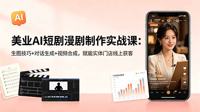 美业AI短剧漫剧制作实战课:生图技巧+对话生成+视频合成,赋能实体门店线上获客-大川资源分享站