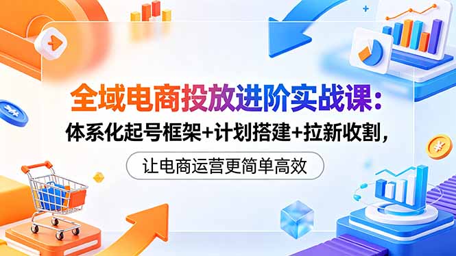 全域电商投放进阶实战课：体系化起号框架+计划搭建+拉新收割，让电商运营更简单高效-大川资源分享站