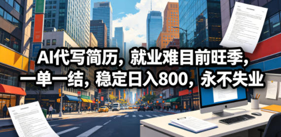 AI代写简历，就业难目前旺季，一单一结，稳定日入800，永不失业-大川资源分享站