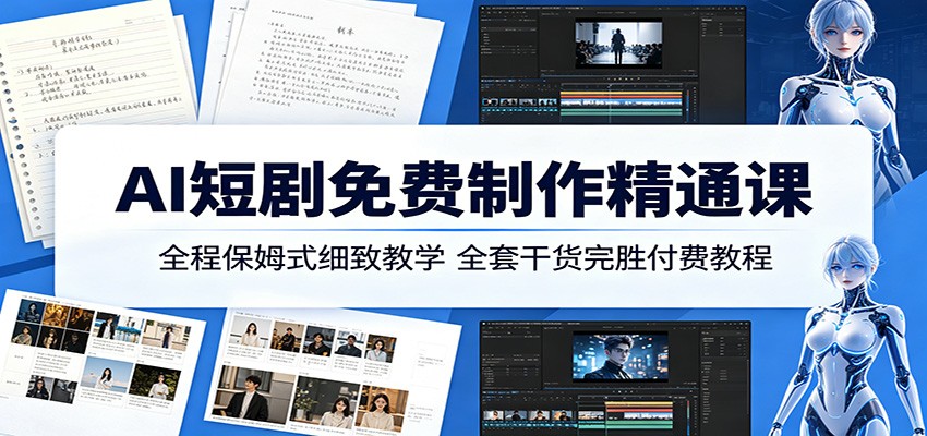 AI短剧免费制作精通课：全程保姆式细致教学，全套干货完胜付费教程-大川资源分享站