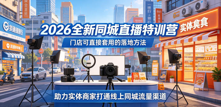 2026全新同城直播特训营，门店可直接套用的落地方法，助力实体商家打通线上同城流量渠道-大川资源分享站