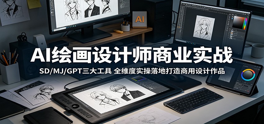 AI绘画设计师商业实战：SD/MJ/GPT三大工具，全维度实操落地打造商用设计作品-大川资源分享站