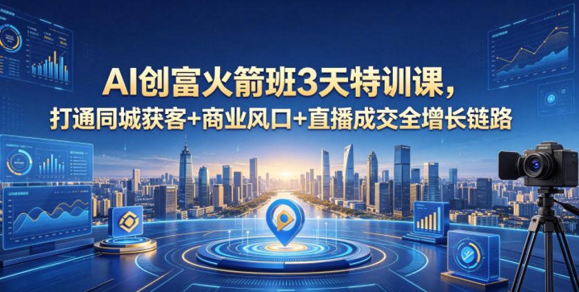 AI创富火箭班3天特训课，打通同城获客+商业风口+直播成交全增长链路，2026年4月新课-大川资源分享站