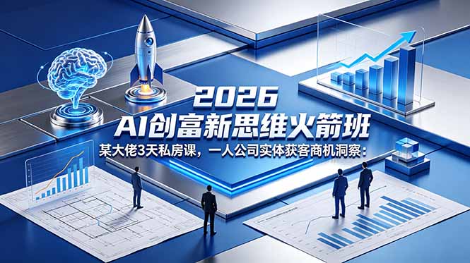 2026 AI 创富新思维火箭班：某大佬3天私房课，一人公司实体获客商机洞察-大川资源分享站