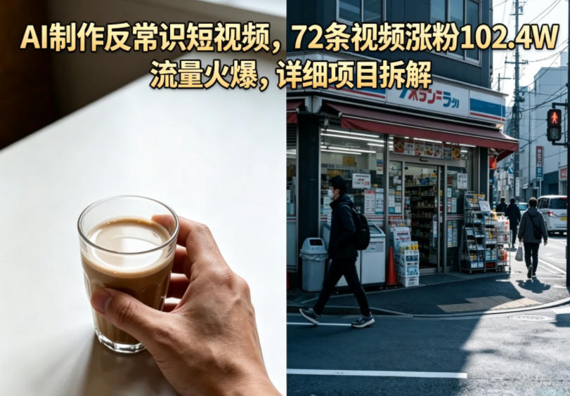 AI制作反常识短视频，72条视频涨粉102.4W，流量火爆，详细项目拆解-大川资源分享站