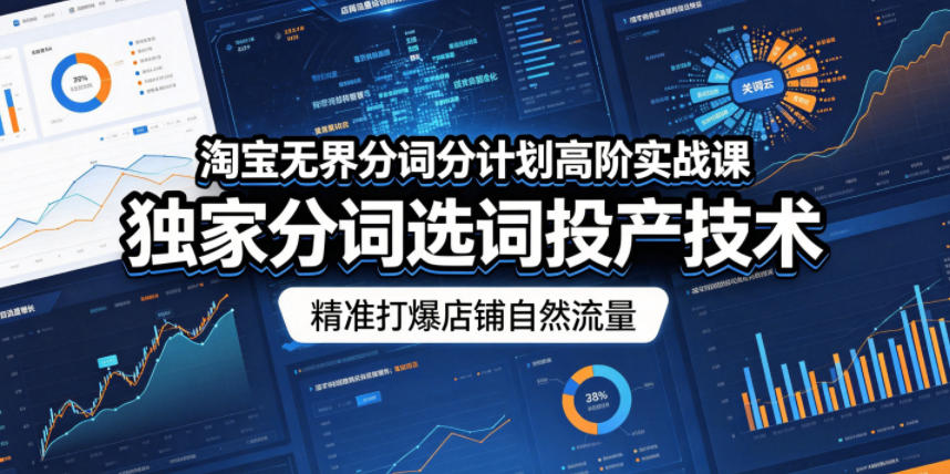 淘宝无界分词分计划高阶实战课，独家分词选词投产技术，精准打爆店铺自然流量-大川资源分享站