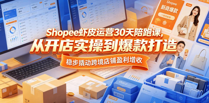 Shopee虾皮运营30天陪跑课，从开店实操到爆款打造，稳步撬动跨境店铺盈利增收-大川资源分享站