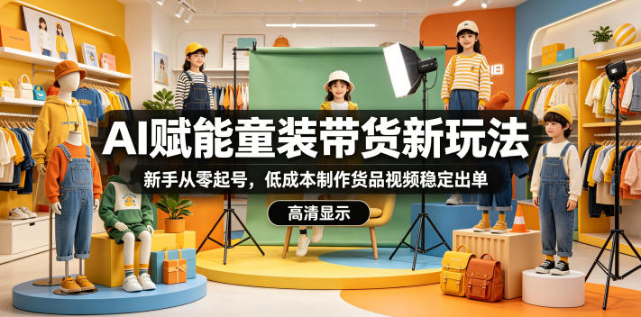AI赋能童装带货新玩法，新手从零起号，低成本制作货品视频稳定出单-大川资源分享站