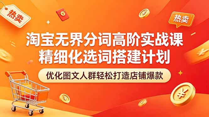 淘宝无界分词高阶实战课 精细化选词搭建计划 优化图文人群轻松打造店铺爆款-大川资源分享站
