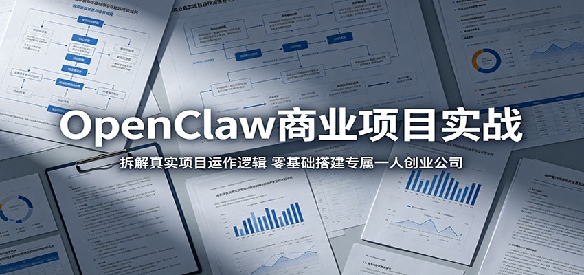 OpenClaw商业项目实战：拆解真实项目运作逻辑，零基础搭建专属一人创业公司-大川资源分享站