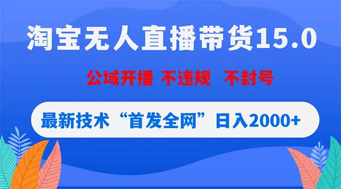 淘宝无人直播带货15.0，不封号，不违规，公域玩法，首发全网日入2000+-大川资源分享站
