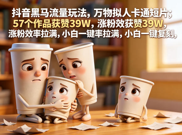 抖音黑马流量玩法，万物拟人卡通短片，57个作品获赞39W，涨粉效率拉满，小白一键复刻，保姆级拆解-大川资源分享站