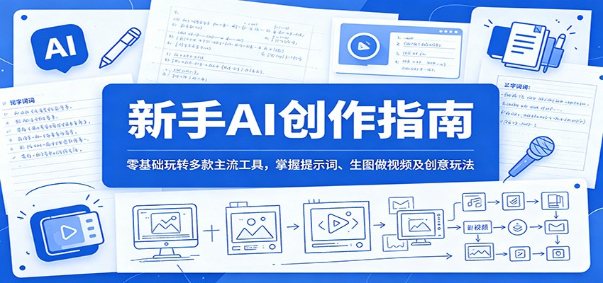 新手AI创作指南：零基础玩转多款主流工具，掌握提示词、生图做视频及创意玩法-大川资源分享站