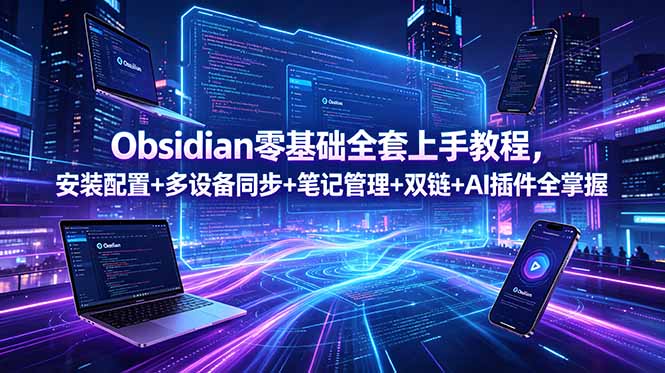 Obsidian零基础全套上手教程，安装配置+多设备同步+笔记管理+双链+AI插件全掌握-大川资源分享站