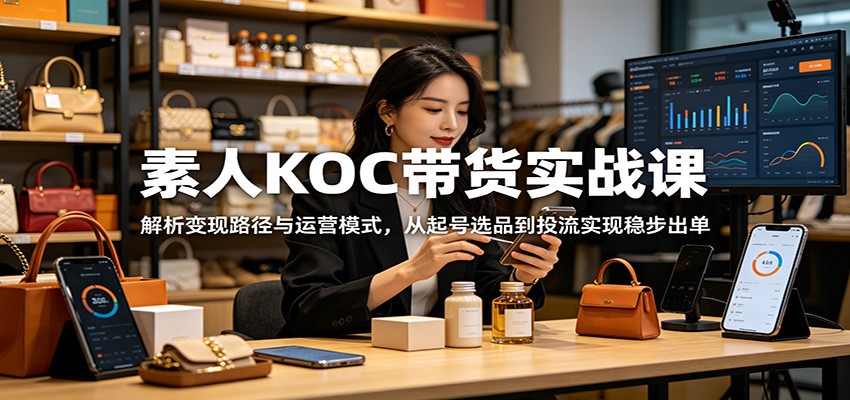 素人KOC带货实战课：解析变现路径与运营模式，从起号选品到投流实现稳步出单-大川资源分享站