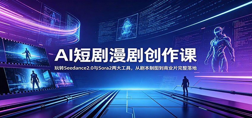AI短剧漫剧创作课：玩转Seedance2.0与 Sora2两大工具，从剧本制图到商业片完整落地-大川资源分享站