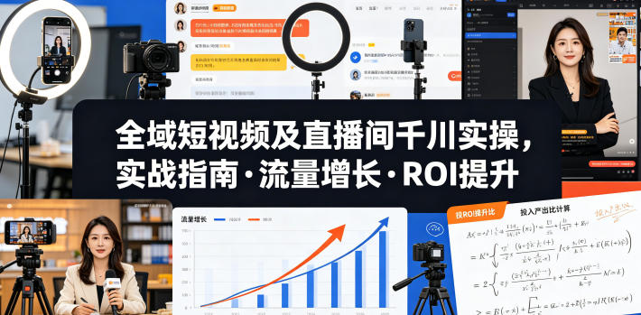 全域短视频及直播间千川实操,实战指南·流量增长·ROI提升(更新)-大川资源分享站