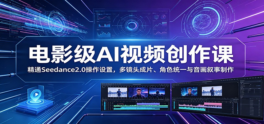 电影级AI视频创作课:精通Seedance2.0操作设置,多镜头成片、角色统一与音画叙事制作-大川资源分享站