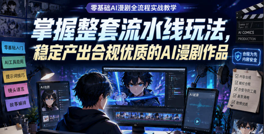 零基础AI漫剧全流程实战教学，掌握整套流水线玩法，稳定产出合规优质的AI漫剧作品-大川资源分享站