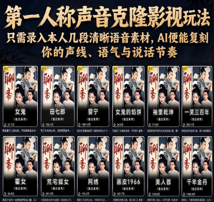 第一人称声音克隆影视玩法，只需录入本人几段清晰语音素材，AI便能复刻你的声线、语气与说话节奏-大川资源分享站
