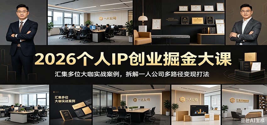 2026个人IP创业掘金大课：汇集多位大咖实战案例，拆解一人公司多路径变现打法-大川资源分享站