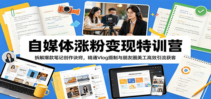 自媒体涨粉变现特训营：拆解爆款笔记创作诀窍，精通Vlog摄制与朋友圈美工高效引流获客-大川资源分享站
