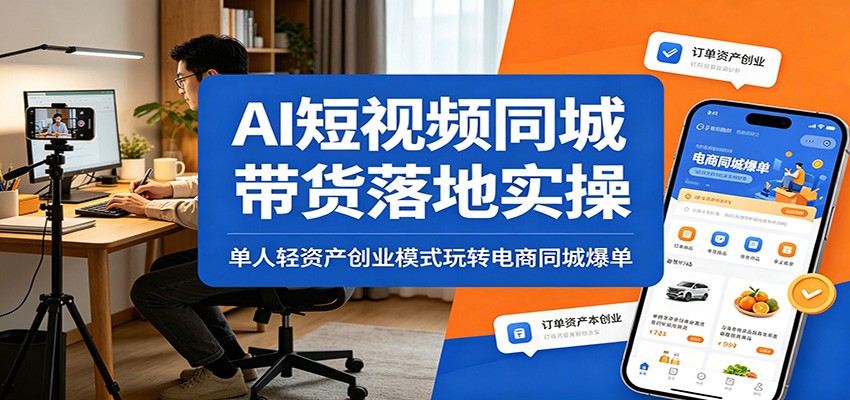 AI短视频同城带货落地实操：单人轻资产创业模式玩转电商同城爆单-大川资源分享站