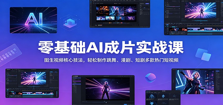 零基础AI成片实战课：图生视频核心技法，轻松制作跳舞、漫剧、短剧多款热门短视频-大川资源分享站