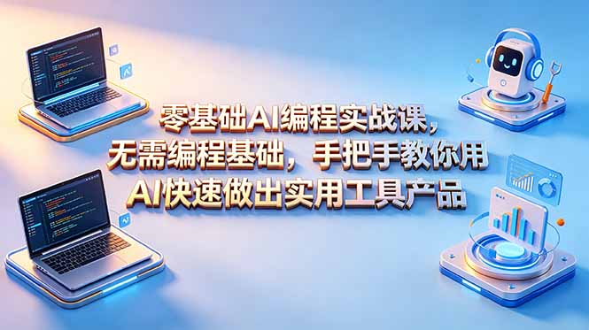 零基础AI编程实战课-更新，无需编程基础，手把手教你用AI快速做出实用工具产品-大川资源分享站