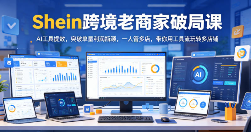 Shein跨境老商家破局课，AI工具提效，突破单量利润瓶颈，一人管多店，带你用工具流玩转多店铺-大川资源分享站