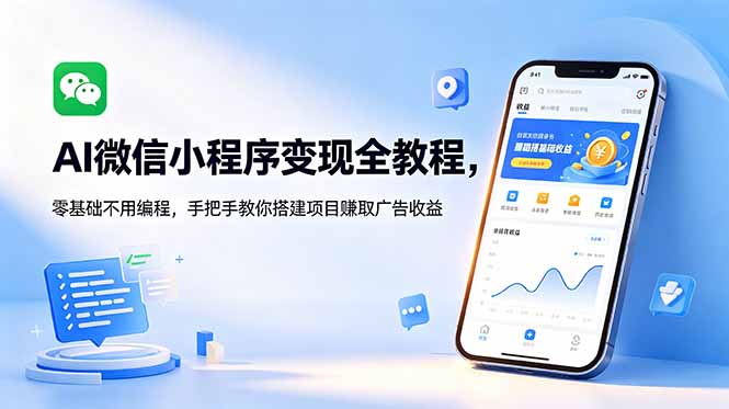 AI微信小程序变现全教程，零基础不用编程，手把手教你搭建项目赚取广告收益-大川资源分享站