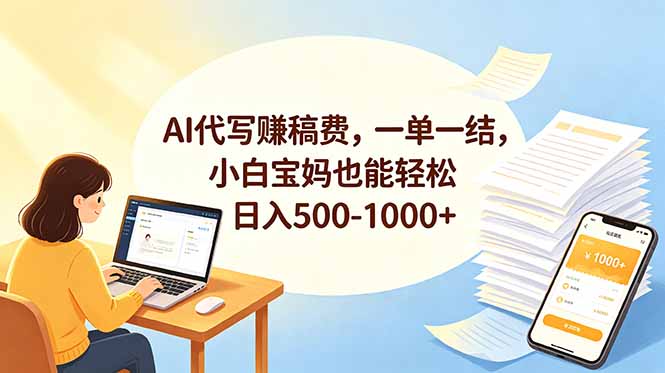 AI代写赚稿费，一单一结，小白宝妈也能轻松日入500-1000+-大川资源分享站