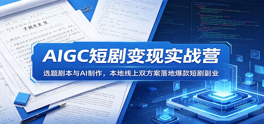 AIGC短剧变现实战营：选题剧本与AI制作，本地线上双方案落地爆款短剧副业-大川资源分享站