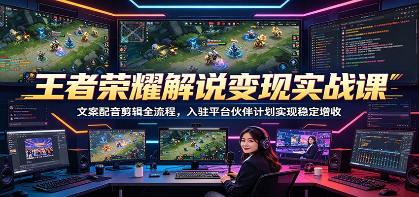 王者荣耀解说变现实战课：文案配音剪辑全流程，入驻平台伙伴计划实现稳定增收-大川资源分享站