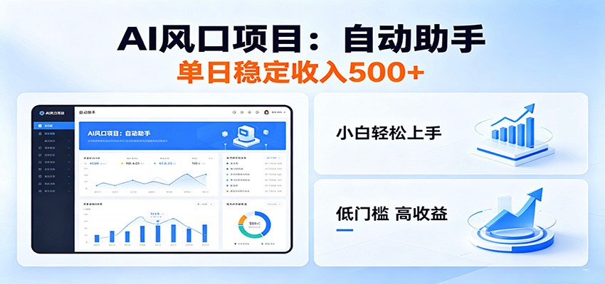 全新AI自动助手项目，低门槛入局，每日稳定收益500以上-大川资源分享站