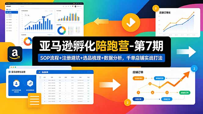 亚马逊孵化陪跑营-第7期：SOP流程+注册避坑+选品梳理+数据分析，千单店铺实战打法-大川资源分享站