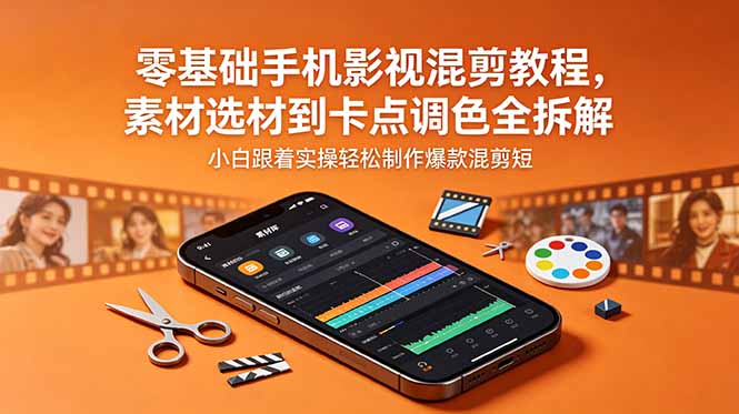 零基础手机影视混剪教程，素材选材到卡点调色全拆解，小白跟着实操轻松制作爆款混剪短片-大川资源分享站
