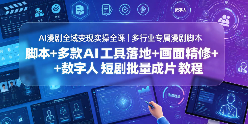 AI漫剧全域变现实操全课｜多行业专属漫剧脚本+多款AI工具落地+画面精修+数字人短剧批量成片全教程-大川资源分享站