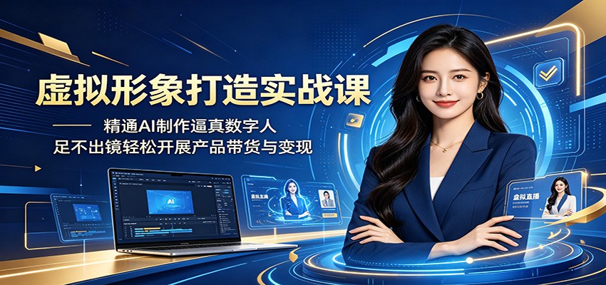 虚拟形象打造实战课：精通AI制作逼真数字人，足不出镜轻松开展产品带货与变现-大川资源分享站