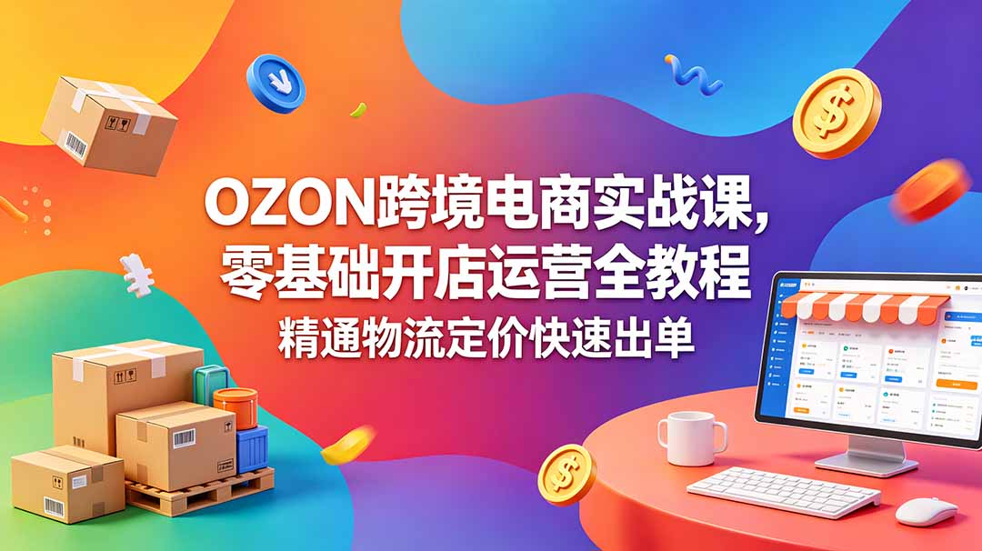 OZON 跨境电商实战课，零基础开店运营全教程，精通物流定价快速出单-大川资源分享站