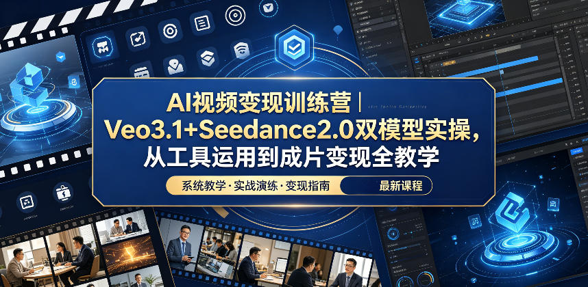AI视频变现训练营｜Veo3.1+Seedance2.0双模型实操，从工具运用到成片变现全教学-大川资源分享站